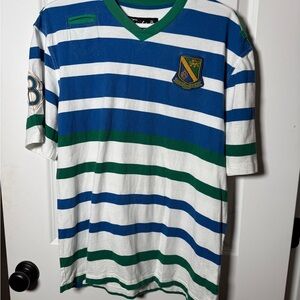 Eight732 by Young Jeezy Striped Polo Tee w/ Hidden Shoulder Pocket M